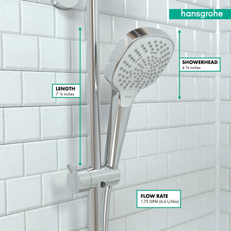 hansgrohe Croma Select E Low Flow 4-inch Handheld Shower Head Modern 3 SoftRain, IntenseRain, Pulsating Massage 04723400, White/Chrome - Image 4